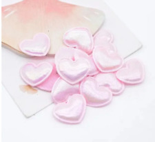 Pink heart appliques, padded 22mm fabric heart shape, pink heart embellishments,