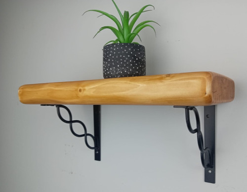 Chunky wooden aged wall shelf - aged,
