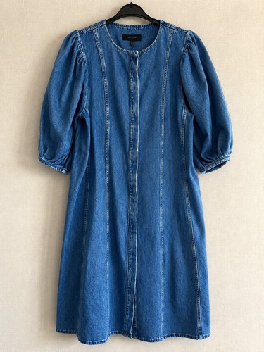 Zara navy denim puff sleeve