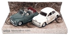 Saico Marks & Spencer 1/26 Scale T79/0336 - 2x Morris Minor 1000 - Grey White