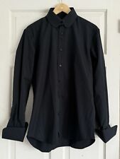 Mark Powell Bespoke Black Round/Club Collar Double-Cuff Shirt 15.5/39 RRP £175
