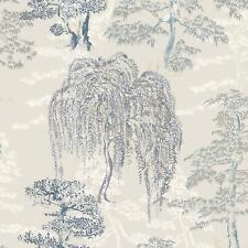 Arthouse Oriental Garden Wallpaper Willow Trees Nature Soft Blue 909809