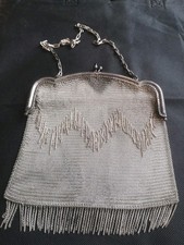 Art Deco Style Chain mail Evening Bag Shaped Frame with Cobochon Inset Clasp 