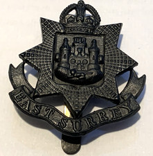 East Surrey Regiment Blackened Cap Badge