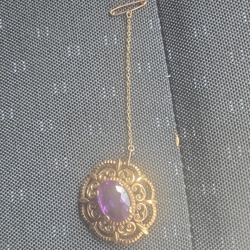 9ct yellow gold - gold, amethyst