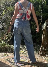 Vintage Oshkosh B’Gosh Denim Dungarees Overalls 32 Small Braces Suspenders Rare