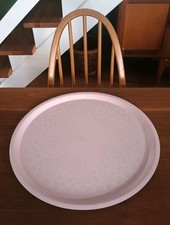 IKEA Round Tabletop / Serving Tray Pink With White Geometric Circles 43cm 