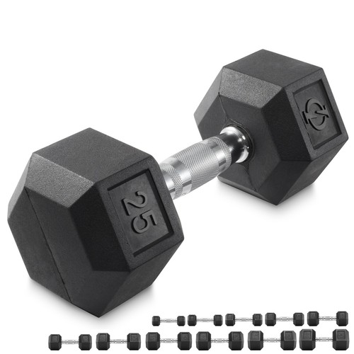 Rubber coated hex dumbbell - rubber,