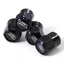 LAND ROVER Black Wheel Tyre Valve Dust Caps Covers Set x4 Metal