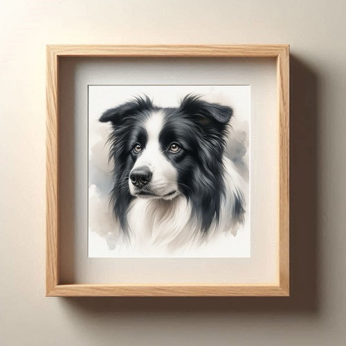 Border collie dog - collie, wall