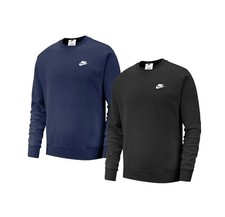 Nike Club Jumper Sweatshirt Mens Crew Neck Fleece Lined Cotton  Navy S-XXL Size