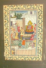 Antique Middle Eastern Islamic Miniature Painting Mughal School Persian Indian