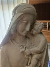 Large Antique Madonna With Child Religious Church Statue 24" Tall