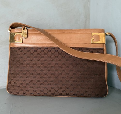 Vintage gucci brown canvas and - canvas,