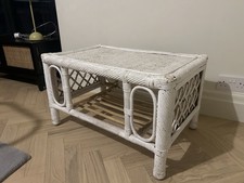 Vintage Wicker Cane Coffee Table Paintable Upcycle 1970’s Mid Century