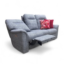 Furniture Village 'Hudson 23' 3 Seater Sofa Blue Power Recliner Weave RRP £3100