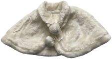 Girl Faux Fur Capes Warm Ivory Off White Pom Pom Party Wedding Wrap 2-3 Yrs