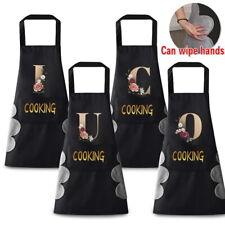 Gold Initials Kitchen Aprons Oil-proof Chef Work Apron Restaurant Bar Cafes Bib