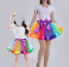 Adult Girl Kids Tutu Pettiskirt Princess Party Skirt Mini Rainbow world book day