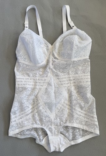 White rago lace body briefer - white,