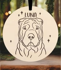 Shar Pei Christmas Bauble Ornament Xmas Engraved Personalised Gift pet