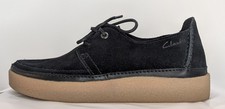 Clarks Oakpark Lace Mens Black Suede Shoes Size 9.5  Excellent Condition