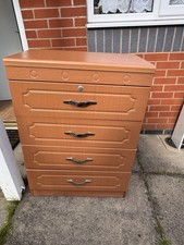Vintage Wooden 4 Drawer Chest of Drawers with Lockable Top – Retro Storage Style