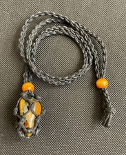 Tigers eye crystal Handmade Black Macrame Necklace Interchangeable/adjustable