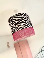 Zebra Animal Print Lampshade Light Shade Tassel Pretty Punk OOAK Handmade VGC