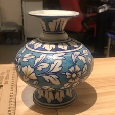 Antique Multan Blue Sindh Islamic Bulb Vase Flower Rare AF