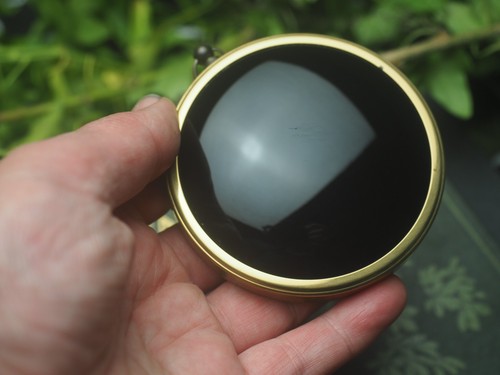 Curved black scrying mirror - curved,