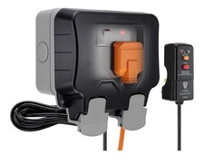 BG Electrical Outdoor Double Switched Wall Plug Socket Kit with RCD Plug
