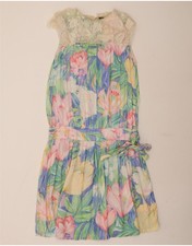 GIORGIO KAUTEN Womens Sleeveless Drop Waist Dress UK 14 Medium Blue Floral BK19