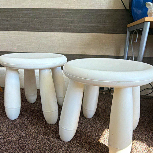 Set white plastic round - white,