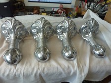 BALL AND CLAW BATH TUB FEET, CHROME ON BRASS NICE DETAILED SET OF 4 .