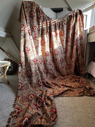 Antique fabric curtain vtg - fabric,
