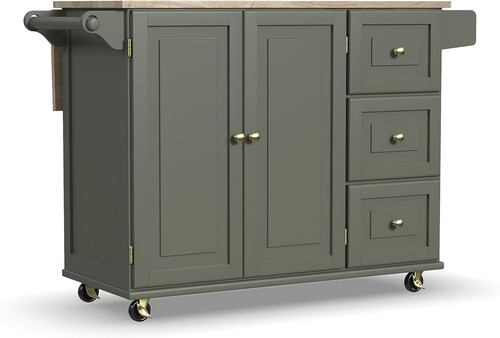 Green mobile kitchen - green, island