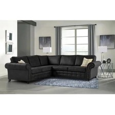 Black Grey Brown L-Shape Sofas High-Quality 3+2 Seater Living Room Faux Leather
