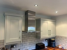 Dove Grey shaker kitchen cabinets.