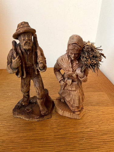 Vintage pair hand - , carved