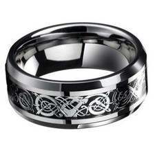 UK Men's Silver Celtic Titanium Stainless Steel Wedding Rings Men Rings UK Stock