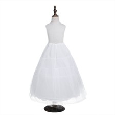 Long Children Crinoline Underskirt Petticoat Slip Kids Flower Girl Party Dress