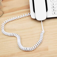 Telephone Handset RJ10 Cable Coiled Lead White Curly Cord Home/Office Phone