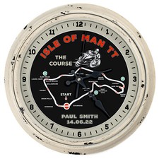 Personalised Wall Clock Isle of Man TT Motorcycle Round Glass Dad Gift KRC64