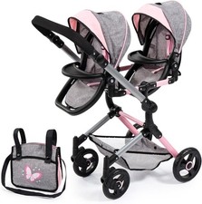 Bayer Neo Twin Doll Pram Pushchair for Doll Playset