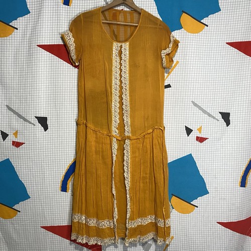 Vintage 20s orange lace dress - vintage,