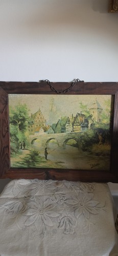 Oil painting board signed - oil, on