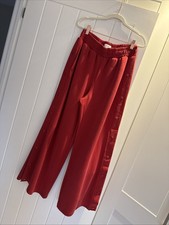 Next Red Wide Leg Trousers with Popper Detail Down Each Leg Size 12R