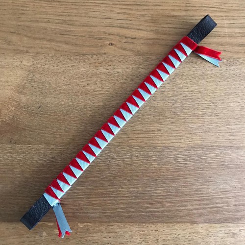 Browband velvet red and sage - and,