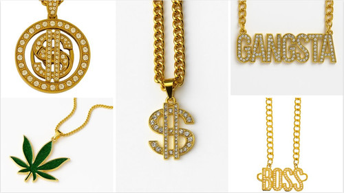Gold bling chain - bling, necklace